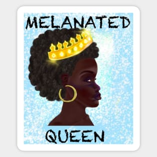 Melanated Afro queen - black woman with Afro hair and dark brown skin side profile. Hair love ! Sticker